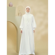 LA Thaina Dress jubah abaya plus size putih satin nikah bridesmaid dress  puff sleeve long dinner dr