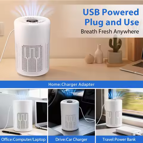 Mini Desktop Air Purifier HEPA Filter Negative Ion Technology Quiet Air Cleaner Portable Air Purifie