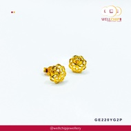 WELL CHIP Flower Studs Earrings - 916 Gold/Anting-anting Kancing Bunga - 916 Emas