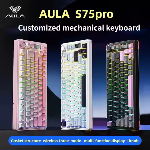 AULA S75Pro Mechanical Keyboard 75% Layout Wireless/Bluetooth/Wired RGB Customized OEM Profile Gaske