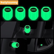 HYS 4pcs Audi Luminous Universal Car Tire Valve Caps A3 8l A1 Q5 TT mk2 A5 A4 B7 B8 B5 A6 C7 C6 Q7 Q3 RS3 Motorcycle Bicycle Car Accessories