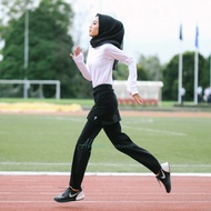 EMAX Seluar Skirt Sukan COTTON LYCRA BLACK (M-5XL) Sport Skirt Pants Muslimah Plus Size