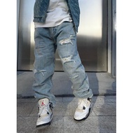 Drew Patch Smiley Ripped Face Loose Trousers Jeans - Casual Men's Wear