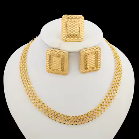 Jewelry Set for Party African Square Design Earrings and Necklace Weddings Bride Jewellery Accessori