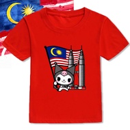 Cute Kuromi Design T-shirt Malaysia National Day Kid Top Independence Day Celebration Girl Performan
