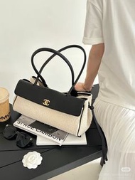 Chanel 26s 法棍包 tweed black 帆布 拼色 黑白 east west shopping bag 毛呢