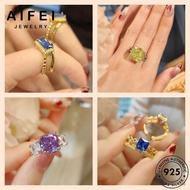 AIFEI JEWELRY 925 Emerald Citrine Cincin Adjustable Sapphire Fashion Silver Gold Ring Original Ruby Perempuan Women M113