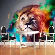Custom wallpaper stickers, 3d Wallpaper Living Room Lion | Colorful Custom Wallpaper | 3d Lion Photo Wallpaper