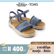 TOMS รองเท้าแตะลำลองผู้หญิง รุ่น Abby Dark Sky Textured Denim Fray (CE) รองเท้าลิขสิทธิ์แท้