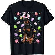 Doberman Dog Easter Egg Lover Funny Doberman Easter Sunday T-Shirt
