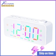 【New Arrival】USB Glow Table Clock FM Radio Function LED Digital Bedside Alarm Clocks Power Bank Dimmable Sleep Timer Snooze Mode Symphony Screen for Home Bedroom