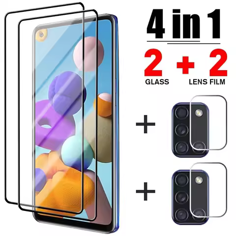 4in1 Glass For Samsung Galaxy A51 A71 A41 A31 A21 A11 21s Lens Screen Protector On Galaxy M12 M31 M5