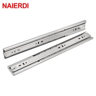 NAIERDI 10" - 22" Stainless Steel Drawer Slides Soft Close Drawer Track Rail Sliding Three-Section C