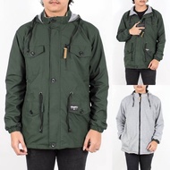 Jaket Parka Parasit Taslan Model 2 in Bolak Balik Logo Bordir By Wangkers | Biru Indigo