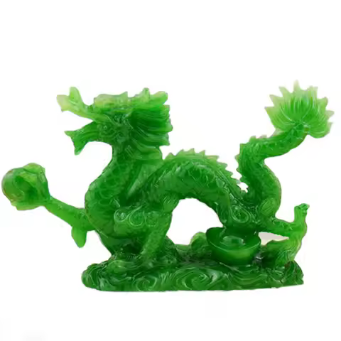 1PC Lucky Dragon Chinese Twelve Zodiac Statue Gold Dragon Statue Animals Sculpture Figurines Desktop