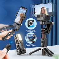 Q18 Gimbal Stabilizer, Desktop Follow-up Mode, Smartphone Selfie Stick with Fill Light for Xiaomi iP