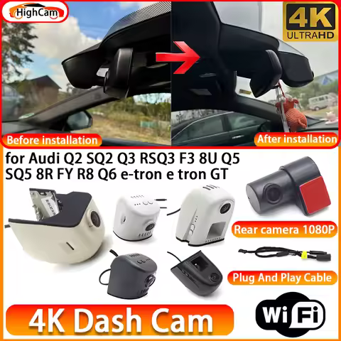 for Audi Q2 SQ2 Q3 RSQ3 F3 8U Q5 SQ5 8R FY R8 Q6 E-tron E Tron GT OEM 4K DVR Dash Cam Front Rear Cam
