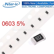 (100pcs) 0603 SMD Resistor 0.1R~910R 5% 1/10W 0.22R 0.33R 0R 1R 1.5R 3.3R 4.7R 3.3R 10R 22R 33R 47R 