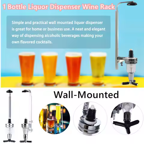 Wall-Mounted 1 Bottle Liquor Dispenser Wine Rack, Bar Butler Holder Drinks Alcohol Shot Station Liqu