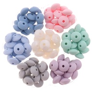【Hot demand】 Qhbc 12*7mm Teething 100 Lentil Beads Silicone Pearls Bpa Free Baby Biting Chewable Teether Necklace Food Grade Mom Nursing Toys