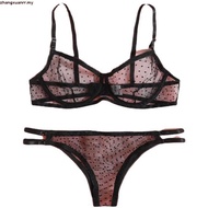 denises Dobby Mesh Underwire Lingerie Set Women 2PC Underwire Lingerie Set Two Piece Underwear Linge