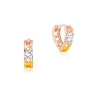 SK Jewellery Heart Point 14K Gold Tricolour Loca Hoop Earrings