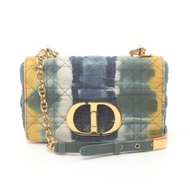 Christian Dior CARO Cannage 鏈條斜背包 肩背包 帆布 綠色 藍色 二手