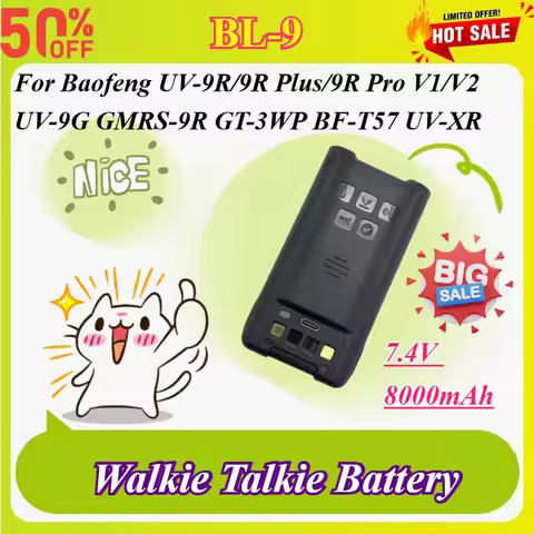 BL-9 7.4V 8000mAh Walkie Talkie Battery for Baofeng UV-9R UV-9R Plus UV-9R Pro V1/V2 UV-9G GMRS-9R G