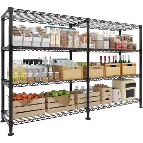 59" W Storage Shelves 4-Tier 1060 LBS Load Metal Garage Shelving with Adjustable Heavy Duty Shelving