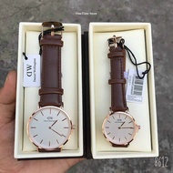 Đồng hồ nam nữ DW Daniel Wellington dây da DVV có 2 size full cặp thiết kế sang trọng và trẻ trung n