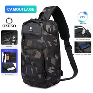 Ozuko Satchel USB cross-bags fashion in Soldier color - Genuine backpack for Camera, phone - Travel, Waterproof