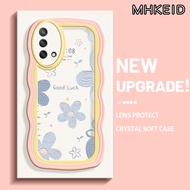 MHKEID Casing Ponsel untuk OPPO A74 4G A95 4G F19 F19S Reno 6 Lite Reno 6 4G Casing bunga Telepon anti guncangan Case lembut bening Kesing pinggiran gelombang Softcase Cases hp kamera kreatif sederhana Back Cover