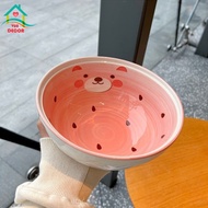 Bộ bát đĩa sứ Gấu Hồng-chén bát Decor màu hồng cute-bộ bát ăn cơm dễ thương phủ men bóngchén dĩa