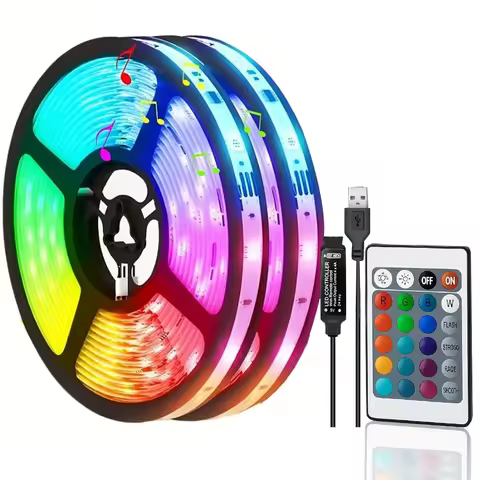 LTG-GEE Led Strip Lights with 24 Key Remote Control RGB Tape Led Wall Room for Home Bedroom Party De