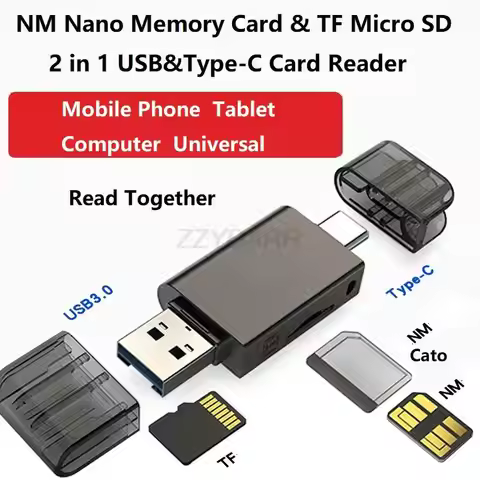 USB Type C NM Card Reader 2 in 1 Nano Memory Card & TF Micro SD Card Reader for Huawei Nova Honor& L