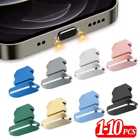 2-10pcs Metal Anti Dust Plug 8pin Charging Port Dustproof Cover Stopper For iPhone 14 13 12 Pro Max 