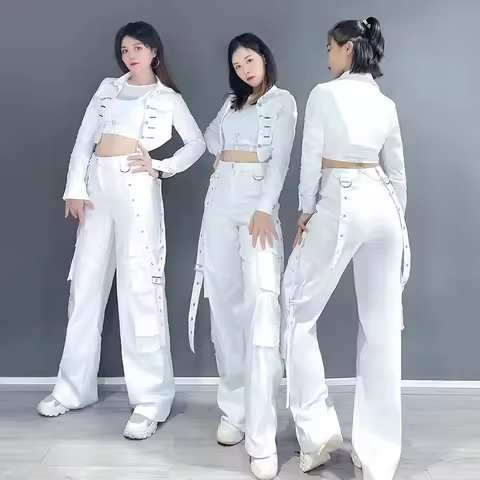 Kpop Somi Outfit Idol Jazz Dance White Gogo Dancer Stage Costume HipHop Design Women Street Wear Dan