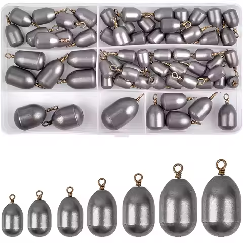 Fishing Iron Weights Sinkers 27/65pcs Water Drop Shot Weight Bass Casting Sinker for Texas Rig Sinke