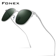 FONEX แว่นตากันแดดไทเทเนียมแท้ใหม่ผู้ชายย้อนยุคแนวแฟชั่นวินเทจคุณภาพสูงสี่เหลี่ยมแว่นตาโพลาไรซ์ UV400สำหรับผู้หญิง8522