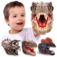Dinosaur Hand Puppets, Soft Rubber Dinosaur Toys Set, Realistic Tyrannosaurus, Dilophosaurus, Triceratops Puppet Toys for Kids Boys Girls Adult, Party Favor Gift Imaginative Play