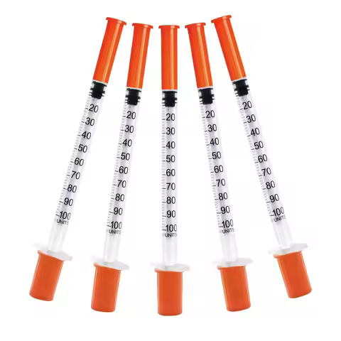 100Pack 1ml/cc 30G 8mm insulin Syringe With 5/16inch Needle Disposable Individual Wrapped Orange Ste
