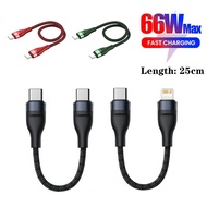25cm Short 66W Type C to Type C Cable Fast Charging Cable For Huawei Samsung PD20W USB C Power Bank 
