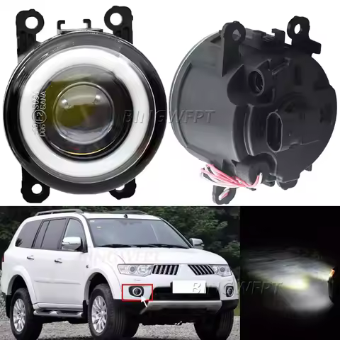 2PCS Fog Lamp Assembly Super Bright LED Fog Lights With Angel Eye For MITSUBISHI Pajero SPORT 2010 2