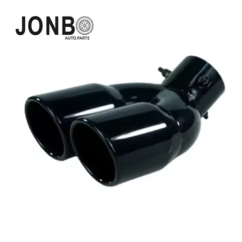 JONBO 3 Colors Universal Car 63mm Inlet Diameter 76mm Outlet Double-Barrel Rear Exhaust Tip Tail Pip