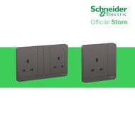 Schneider Electric AvatarOn- 13A 250V 1Gang (Single) and 2Gang (Twin) Switched Socket, Dark Grey