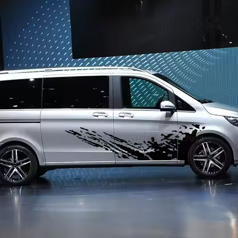 2 Pcs Lot Car Stickers Van Sport Stripes Door Graphics Vinyl Decals Accessories For Mercedes Benz Vi