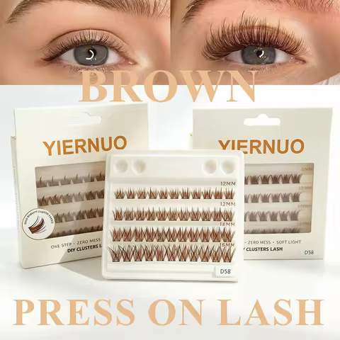 Self Adhesive Lashes Clusters Brown Eyelash 8-16Mm Natural Brown Makeup Press On Cluster Lashes For