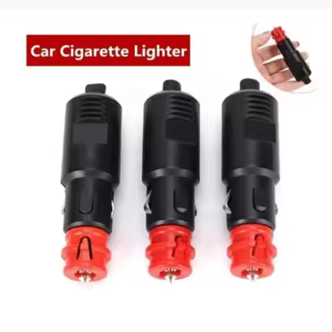 Red 12V-24V Car Cigarette Lighter Plug Socket Power Plug Connection Cigaret Socket Adaptor Male Plug