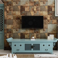 Theme 3d Imitation Rock Coffee Shop Wallpaper Features Restaurant Three-Dimensional Stone Texture Ma