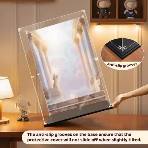 Eary Transparent Display Case for Zimomo with Background Board Acrylic Display Box For Labubu Dolls 